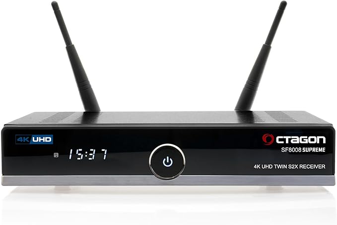 Octagon SF8008 V3 Supreme Twin 4K UHD Sat Receiver, 2x DVB-S2X Tuner, WiFi, Gigabit LAN, Aufnahmefunktion, Dual OS – OCTAGON