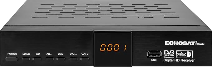 Echosat OM-20900M HD Sat-Receiver mit Triple Tuner, USB Mediaplayer, HDMI & Scart, Schwarz – 0201154