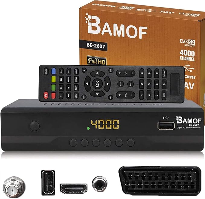 BAMOF BE-2607 Digital Satelliten Receiver FHD 1080p mit Triple Tuner DVB-S/S2 - vorprogrammiert für Astra Hotbird Türksat – BAMOF-2607