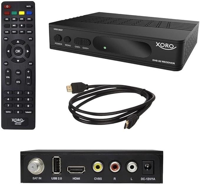 Xoro HRS 8657 HD DVB-S2 Satellitenreceiver mit Triple Tuner, USB Mediaplayer & 12V Netzteil
