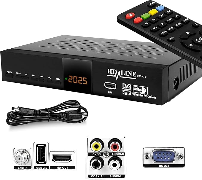 HD-line 20500 Digitaler Satelliten HD Receiver DVB-S/S2 Triple Tuner Full HD 1080p HDMI USB für Astra Hotbird Türksat