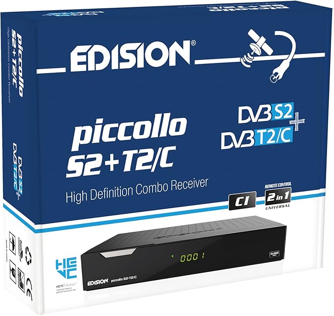 Nein Auslaufartikel (Produktion durch EDISION PICCOLLO S2+T2/C Combo HD-Receiver Triple Tuner DVB-S2/T2/C, H.265/HEVC, Unicable, CI, 2x USB, LAN, deutsche Programmliste