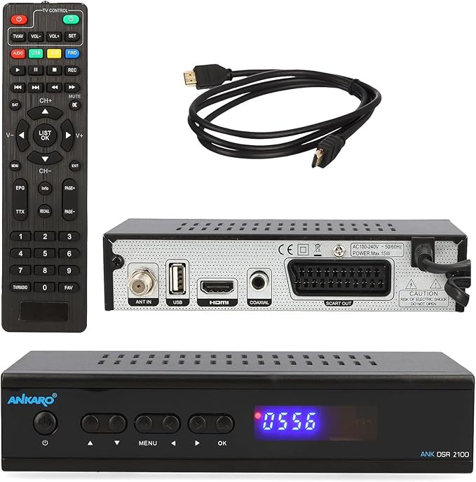 DOCS Technologie GmbH Ankaro 2100 DSR HD Sat Receiver mit PVR Aufnahme, 12V für Camping, HDMI, USB 2.0, Timeshift & Astra/Hotbird
