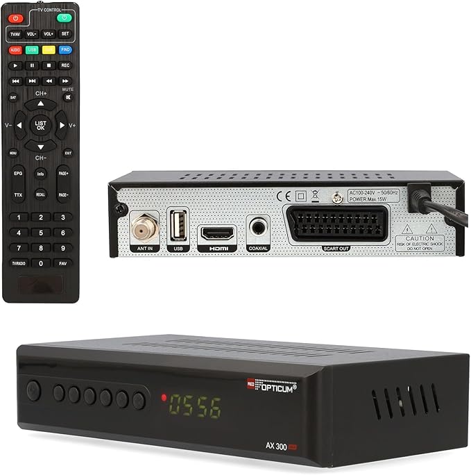 Opticum AX300 Plus HD Satelliten-Receiver mit PVR, HDMI, SCART, USB, digitalem Audioausgang & Zeitshift-Funktion