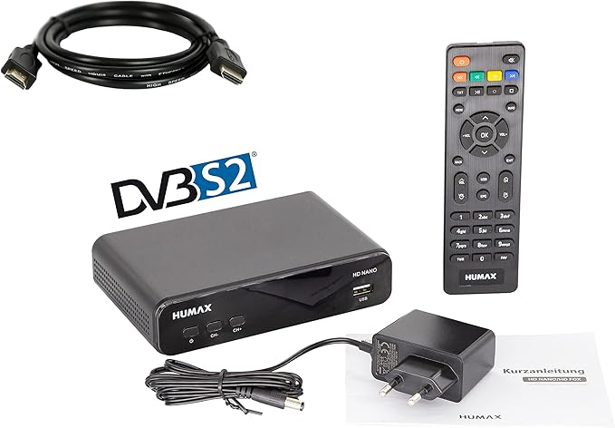SKY VISION A2183 HD Nano Digitaler Satellitenreceiver mit vorinstallierter Senderliste, HDMI & SCART, Dolby Digital