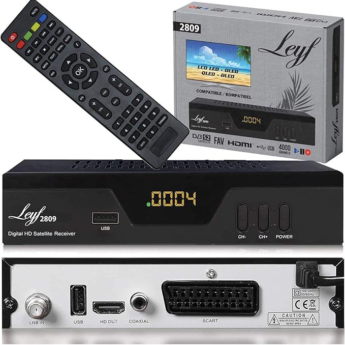 HD-Line 2809 Digital Receiver Satellitenreceiver FHD 1080p DVB-S/S2 Triple Tuner vorprogrammiert Astra Hotbird Türksat HDMI USB