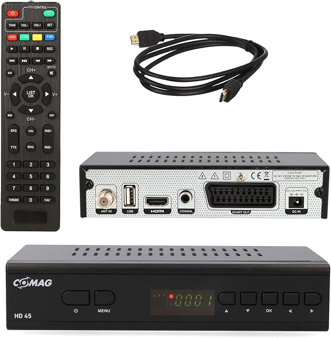 COMAG HD45 V6 digitaler HD SAT Receiver mit PVR, Triple Tuner, FHD 1080p, USB Aufnahme & Mediaplayer, Astra vorinstalliert