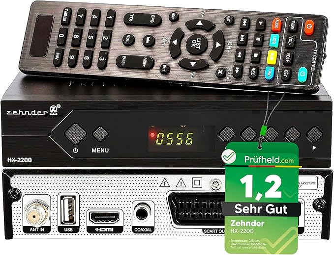 DOCS Technologie GmbH Zehnder HX 2200 Sat Receiver mit Aufnahmefunktion, Full HD, HDMI, SCART, Unicable, PVR