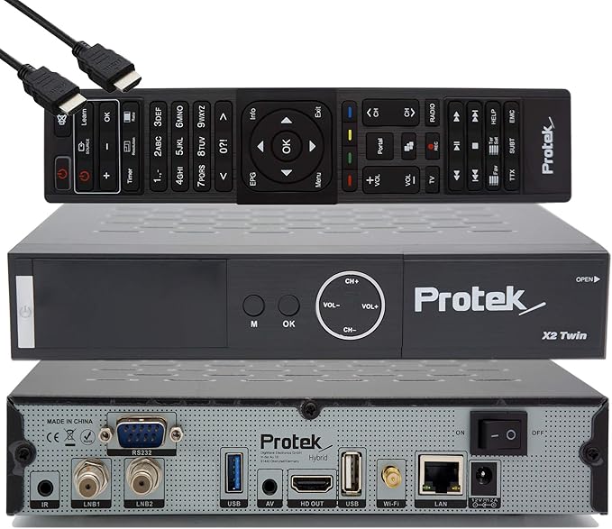 Protek X2 Twin SAT 4K UHD HDR DVB-S2 Triple Tuner Receiver mit OpenATV E2 Linux, WiFi, Aufnahmefunktion & Media Player