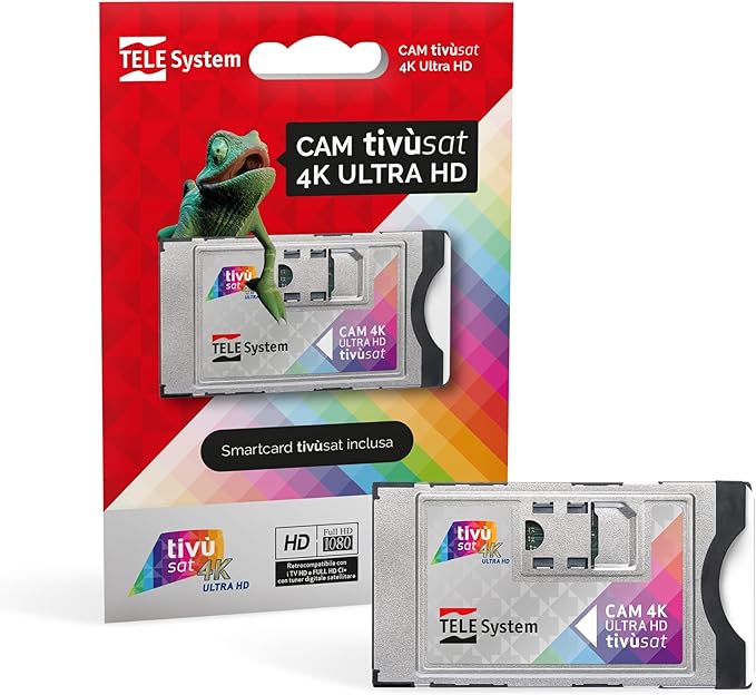 TELE System Tivùsat 4K Ultra HD Cam 4324 mit Smartcard für HD/4K Kanäle & DAZN Serie A